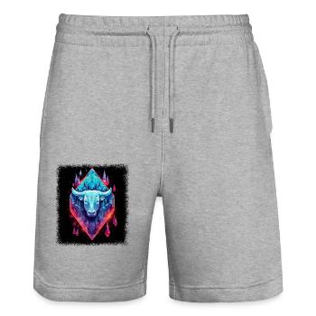 gift backyard cooking christmas humor - Stanley/Stella Trainer Unisex Organic Jogging Shorts - heather grey - Front - Nik (191cm) & Marisol (170cm)