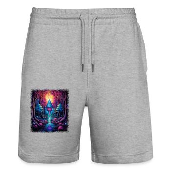 Anti War Quote Fun 1960s Humor Funky Global Peace - Stanley/Stella Trainer Unisex Organic Jogging Shorts - heather grey - Front - Nik (191cm) & Marisol (170cm)