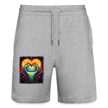 counterculture sayings love hippie gift idea - Stanley/Stella Trainer Unisex Organic Jogging Shorts - heather grey - Front - Nik (191cm) & Marisol (170cm)