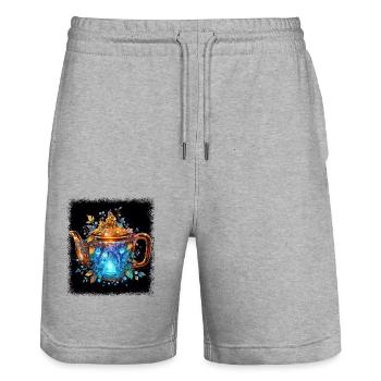 fun humor peace sign 1960s global peace funny - Stanley/Stella Unisex Bio Joggingshorts Trainer  - Grau meliert - Vorne - Nik (191cm) & Marisol (170cm)