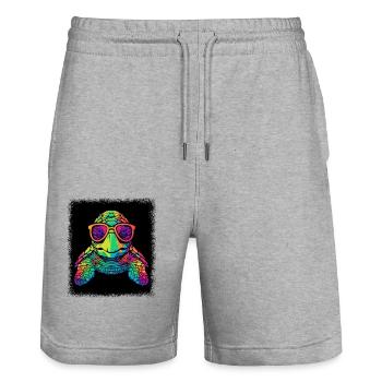 love joke funny quote duck animals adventure green - Stanley/Stella Unisex Bio Joggingshorts Trainer  - Grau meliert - Vorne - Nik (191cm) & Marisol (170cm)