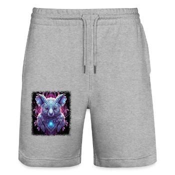 cool happy animals baby pun design statement - Stanley/Stella Unisex Bio Joggingshorts Trainer  - Grau meliert - Vorne - Nik (191cm) & Marisol (170cm)