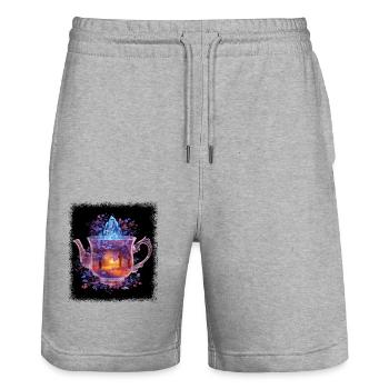 funny sayings gift straw birthday 4th of july bday - Stanley/Stella Unisex Bio Joggingshorts Trainer  - Grau meliert - Vorne - Nik (191cm) & Marisol (170cm)