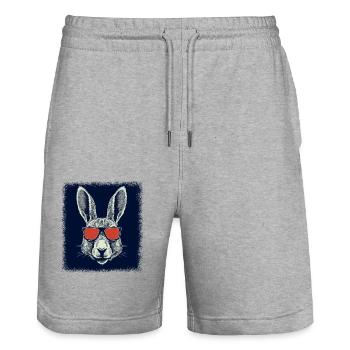 Squirrel Animal Shelter Happy Awesome - Stanley/Stella Trainer Unisex Organic Jogging Shorts - heather grey - Front - Nik (191cm) & Marisol (170cm)