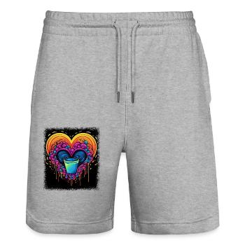 love jokes funny sayings statement 60s gift hippie - Stanley/Stella Unisex Bio Joggingshorts Trainer  - Grau meliert - Vorne - Nik (191cm) & Marisol (170cm)