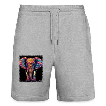 Blagues Bunny Present Dessin animé classique - Short de jogging bio TRAINER Stanley/Stella unisexe - gris chiné - Devant - Nik (191cm) & Marisol (170cm)