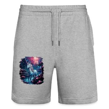 bday funky heart hippy present sayings birthday - Stanley/Stella Trainer Unisex Organic Jogging Shorts - heather grey - Front - Nik (191cm) & Marisol (170cm)