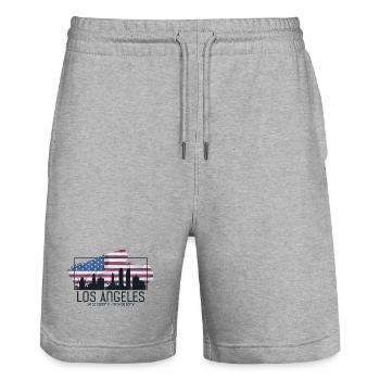 Los Angeles is always a good idea - Stanley/Stella Trainer Unisex Organic Jogging Shorts - heather grey - Front - Nik (191cm) & Marisol (170cm)