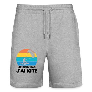 Je Peux Pas J'ai Kite Cadeau Humour - Short de jogging bio TRAINER Stanley/Stella unisexe - gris chiné - Devant - Nik (191cm) & Marisol (170cm)