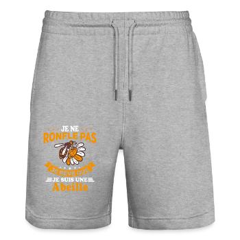 Je ne Ronfle pas je rêve que je suis une Abeille - Short de jogging bio TRAINER Stanley/Stella unisexe - gris chiné - Devant - Nik (191cm) & Marisol (170cm)