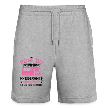 La Reine Du Camping Campeuse Cadeau Campeur Femme - Short de jogging bio TRAINER Stanley/Stella unisexe - gris chiné - Devant - Nik (191cm) & Marisol (170cm)