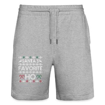 Santa's favorite ho - Stanley/Stella Trainer Unisex Organic Jogging Shorts - heather grey - Front - Nik (191cm) & Marisol (170cm)