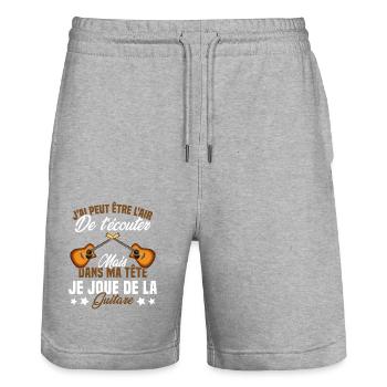 Je Joue De La Guitare Cadeau Humour Guitariste - Short de jogging bio TRAINER Stanley/Stella unisexe - gris chiné - Devant - Nik (191cm) & Marisol (170cm)