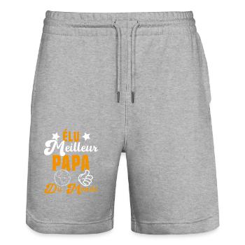 Élu Meilleur Papa Du Monde Fête Des Pères - Short de jogging bio TRAINER Stanley/Stella unisexe - gris chiné - Devant - Nik (191cm) & Marisol (170cm)