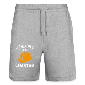 je peux pas j'ai chantier - Short de jogging bio TRAINER Stanley/Stella unisexe - gris chiné - Devant - Nik (191cm) & Marisol (170cm)