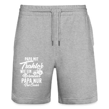 papa nit traktor wie ein normaler - Stanley/Stella Unisex Bio Joggingshorts Trainer  - Grau meliert - Vorne - Nik (191cm) & Marisol (170cm)