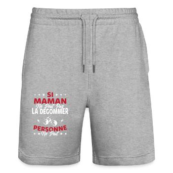 Si Maman Ne Peut Pas La Dégommer, Pétanque Maman - Short de jogging bio TRAINER Stanley/Stella unisexe - gris chiné - Devant - Nik (191cm) & Marisol (170cm)