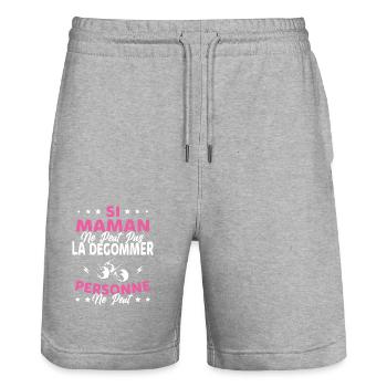 Si Maman Ne Peut Pas La Dégommer, Pétanque Maman - Short de jogging bio TRAINER Stanley/Stella unisexe - gris chiné - Devant - Nik (191cm) & Marisol (170cm)