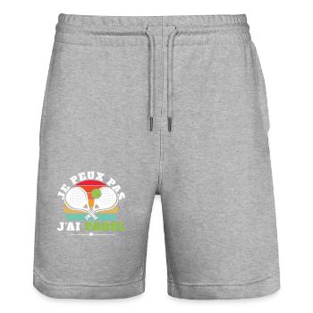 Je peux pas j'ai padel - Short de jogging bio TRAINER Stanley/Stella unisexe - gris chiné - Devant - Nik (191cm) & Marisol (170cm)