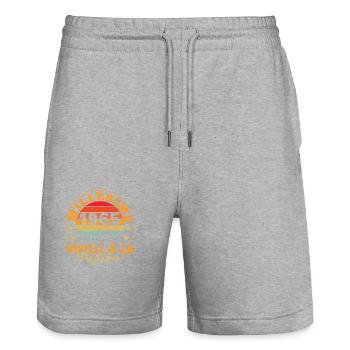 Jahrgang 1965, Jahrgang 1965 Geburtstagsgeschenk - Stanley/Stella Unisex Bio Joggingshorts Trainer  - Grau meliert - Vorne - Nik (191cm) & Marisol (170cm)