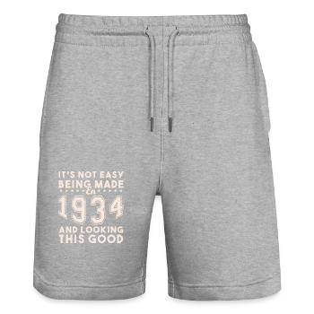 Hergestellt aus dem Jahr 1934 und sieht so gut aus - Stanley/Stella Unisex Bio Joggingshorts Trainer  - Grau meliert - Vorne - Nik (191cm) & Marisol (170cm)