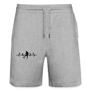 Football Heartbeat Heartbeat Gift - Stanley/Stella Trainer Unisex Organic Jogging Shorts - heather grey - Front - Nik (191cm) & Marisol (170cm)