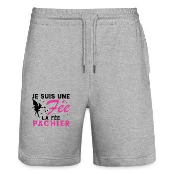 Je suis une fée la fée pachier Cadeau Humoristique - Short de jogging bio TRAINER Stanley/Stella unisexe - gris chiné - Devant - Nik (191cm) & Marisol (170cm)