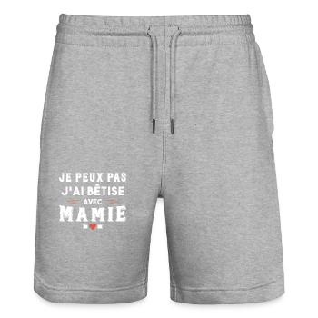 Ich kann nicht albern mit Oma Humor Geschenk - Stanley/Stella Unisex Bio Joggingshorts Trainer  - Grau meliert - Vorne - Nik (191cm) & Marisol (170cm)
