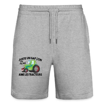Juste Un Garçon Qui Aime Les Tracteurs Agriculteur - Short de jogging bio TRAINER Stanley/Stella unisexe - gris chiné - Devant - Nik (191cm) & Marisol (170cm)