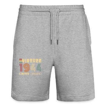 Vintage 1944 Vintage Retro Birthday Gift - Stanley/Stella Trainer Unisex Organic Jogging Shorts - heather grey - Front - Nik (191cm) & Marisol (170cm)