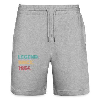 Legendary Since 1954 Vintage Birthday Gift - Stanley/Stella Trainer Unisex Organic Jogging Shorts - heather grey - Front - Nik (191cm) & Marisol (170cm)