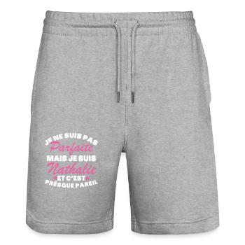 Not perfect but I'm Nathalie - Stanley/Stella Trainer Unisex Organic Jogging Shorts - heather grey - Front - Nik (191cm) & Marisol (170cm)
