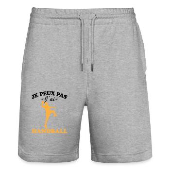 Je peux pas j'ai Handball - Short de jogging bio TRAINER Stanley/Stella unisexe - gris chiné - Devant - Nik (191cm) & Marisol (170cm)