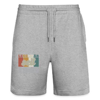 Legendary since 1945 Vintage - Stanley/Stella Trainer Unisex Organic Jogging Shorts - heather grey - Front - Nik (191cm) & Marisol (170cm)