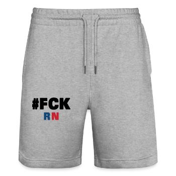 Fck rn - Stanley/Stella Trainer Unisex Organic Jogging Shorts - heather grey - Front - Nik (191cm) & Marisol (170cm)