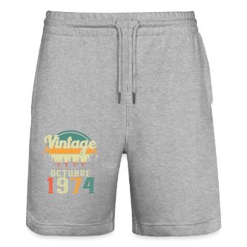 Oktober 1974 Vinatge 1974 Geburtstagsgeschenk - Stanley/Stella Unisex Bio Joggingshorts Trainer  - Grau meliert - Vorne - Nik (191cm) & Marisol (170cm)