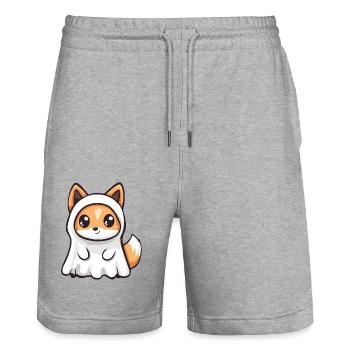 renard Halloween bande dessinée fantôme - Short de jogging bio TRAINER Stanley/Stella unisexe - gris chiné - Devant - Nik (191cm) & Marisol (170cm)