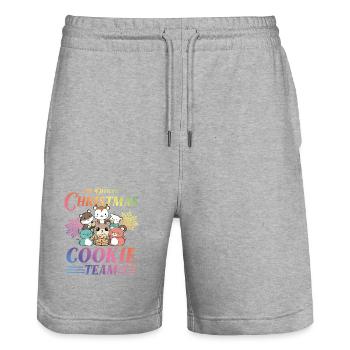 Biscuits de Noël Cuisson Équipe Animaux Coloré - Short de jogging bio TRAINER Stanley/Stella unisexe - gris chiné - Devant - Nik (191cm) & Marisol (170cm)