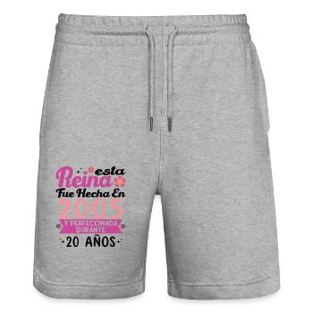 20 Jahre Geburtstagsgeschenk Frau aus dem Jahr 2005 - Stanley/Stella Unisex Bio Joggingshorts Trainer  - Grau meliert - Vorne - Nik (191cm) & Marisol (170cm)