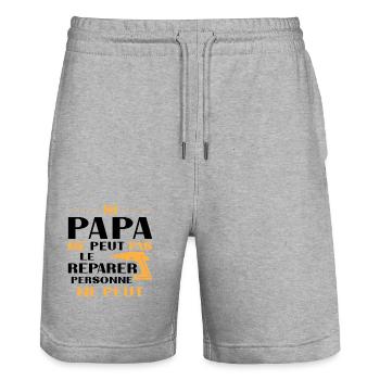 Handwerker, Papa, wenn Papa es nicht reparieren kann. - Stanley/Stella Unisex Bio Joggingshorts Trainer  - Grau meliert - Vorne - Nik (191cm) & Marisol (170cm)