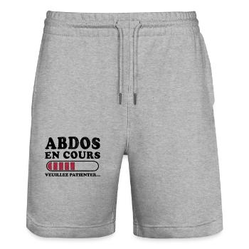 Abs in progress please wait - Stanley/Stella Trainer Unisex Organic Jogging Shorts - heather grey - Front - Nik (191cm) & Marisol (170cm)