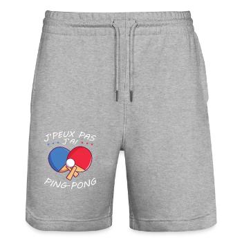 I Can't I Have Ping Pong Humor Geschenk - Stanley/Stella Unisex Bio Joggingshorts Trainer  - Grau meliert - Vorne - Nik (191cm) & Marisol (170cm)