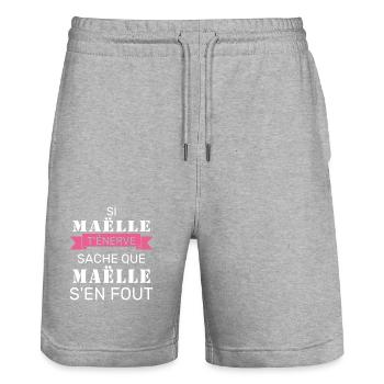 Wenn Gaëlle dich nervt, sei dir bewusst, dass Gaëlle sich einen Dreck darum schert - Stanley/Stella Unisex Bio Joggingshorts Trainer  - Grau meliert - Vorne - Nik (191cm) & Marisol (170cm)