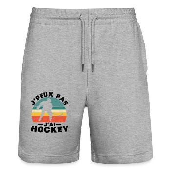 I Can't I Have Hockey Humor Gift - Stanley/Stella Unisex Bio Joggingshorts Trainer  - Grau meliert - Vorne - Nik (191cm) & Marisol (170cm)