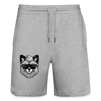 Pomeranian Dog Pomeranian Cool - Stanley/Stella Trainer Unisex Organic Jogging Shorts - heather grey - Front - Nik (191cm) & Marisol (170cm)