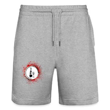 Sekt Flasche Sektglas Party Symbol - Stanley/Stella Unisex Bio Joggingshorts Trainer  - Grau meliert - Vorne - Nik (191cm) & Marisol (170cm)