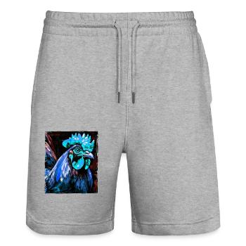 Hahn Porträt - Stanley/Stella Unisex Bio Joggingshorts Trainer  - Grau meliert - Vorne - Nik (191cm) & Marisol (170cm)