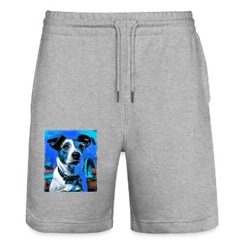 Jack Russel Terrier Hund Porträt - Stanley/Stella Unisex Bio Joggingshorts Trainer  - Grau meliert - Vorne - Nik (191cm) & Marisol (170cm)