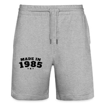 Hergestellt im Jahr 1985 Vintage Jubiläum - Stanley/Stella Unisex Bio Joggingshorts Trainer  - Grau meliert - Vorne - Nik (191cm) & Marisol (170cm)