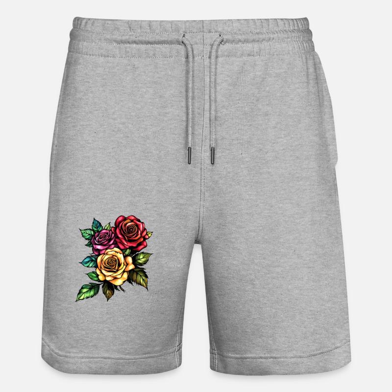 Roses Fleurs Amour - Short de jogging bio TRAINER Stanley/Stella unisexe - gris chiné